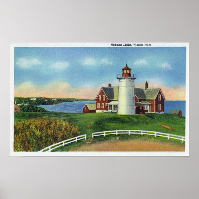 Poster Vue sur le phare Nobska, Hole Woods (Devant)