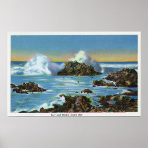 Poster Vue sur le Surf le long du rocher
