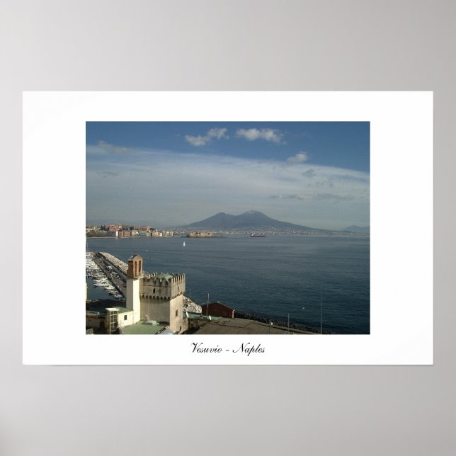 Poster Vue sur le Vésuve et la baie de Naples (Devant)