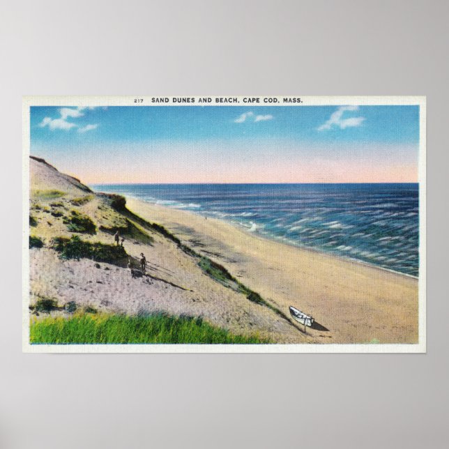 Poster Vue sur les dunes de sable et la plage (Devant)