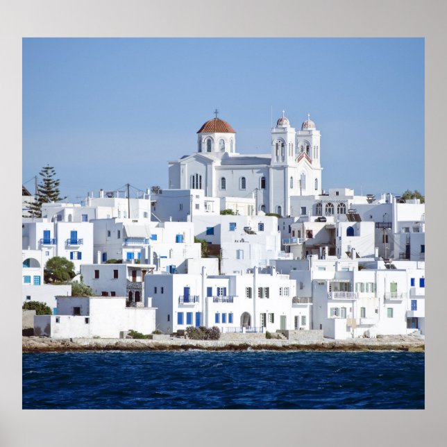 Poster Vue sur l'île de Paros Village Naoussa (Devant)