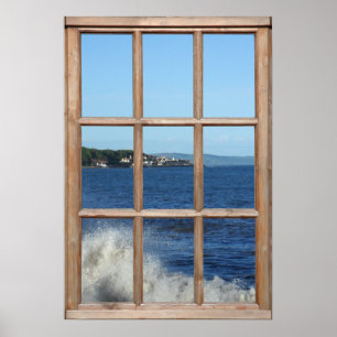 Poster Vue sur l'océan à partir d'une fenêtre avec Sea Sp