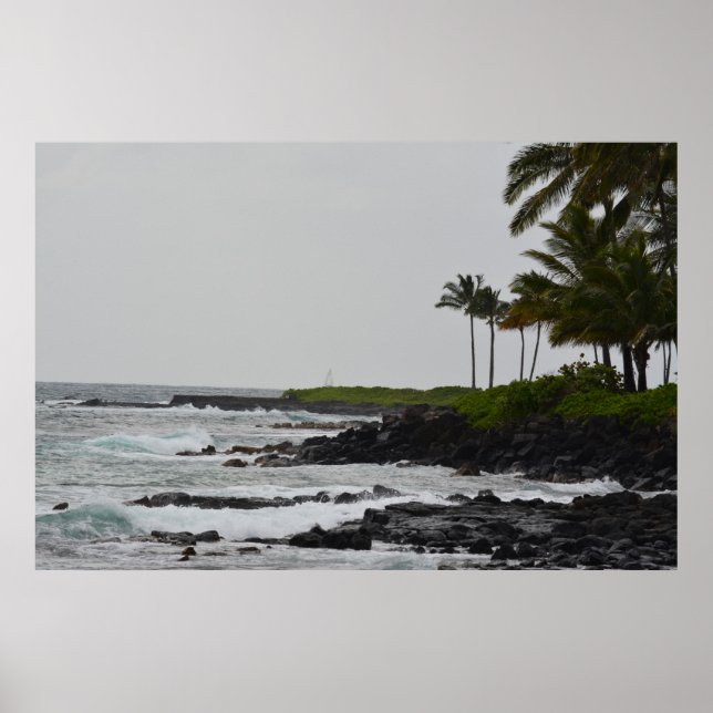 Poster Vue sur l'océan à Poipu (Devant)