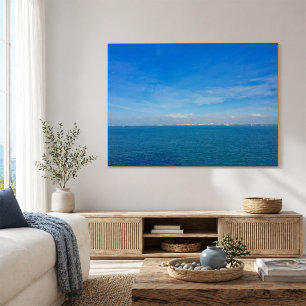 Poster Vue sur l'océan du détroit de Singapour avec navir