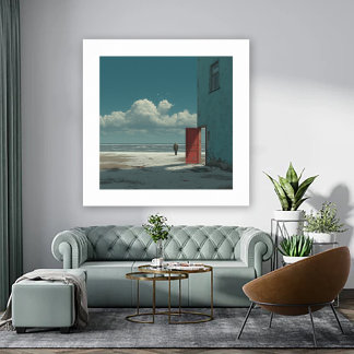 Poster Vue sur l'océan - Un homme debout à regarder l'océ