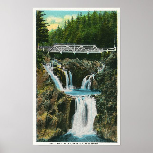 Poster Vue sur Split Rock Falls et Bridge (Devant)