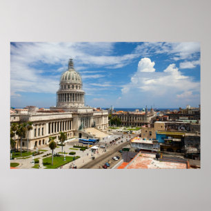Poster Vue sur un bâtiment du Capitole à La Havane, Cuba