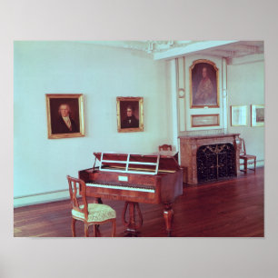 Poster Vue sur une chambre avec piano à queue