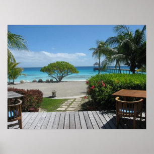 Poster Vue tropicale sur l'atoll de Fakarava Pacifique Su