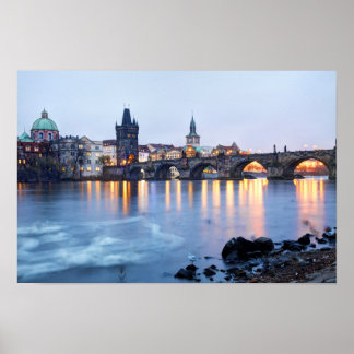 Poster Vue twilight du fleuve Prague