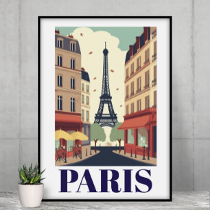 Poster Vue vintage de la Tour Eiffel de Paris Voyage