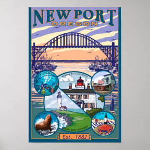 Poster Vues sur la ville - Newport, Oregon