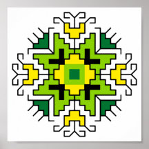 WA0014 Mur d'art Motif bulgare shevitsa vert