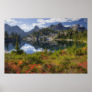 Poster WA, zone sauvage Alpine Lakes, lac Gem, avec