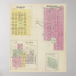 Poster Wabaunsee, Newbury, Alma, Bismark, Kansas
