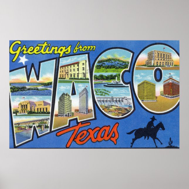 Poster Waco, TexasScènes de grandes lettresWaco, TX 2 (Devant)