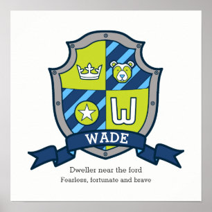 Poster Wade boys nom signifiant lettre d'ours W crête ver