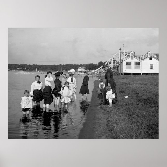 Poster Wading at White Bear Lake, 1905 (Devant)