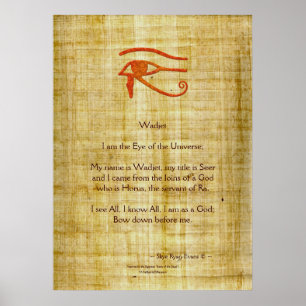 Poster WADJET EYE OF RA & Poem Art égyptien Imprimer
