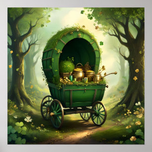 Poster Wagon Whimsical St. Patrick’s Day. Saint-Patty's D