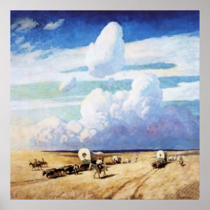 Poster "Wagons couverts" Art occidental par NC Wyeth