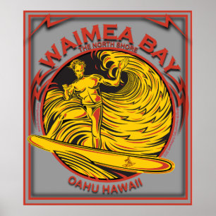POSTER WAIMEA BAY NORTH SHORE HAWAII SURF