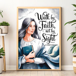 Poster Walk By Faith - Christian Wall Art for Women