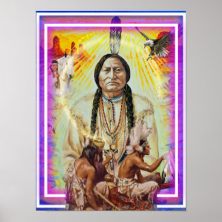 Poster Wall Art Chef sitzt Bull Native American