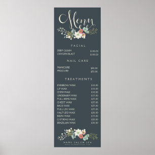 Poster Wall Imprimer Salon Spa Beauticier Menu Tarifs