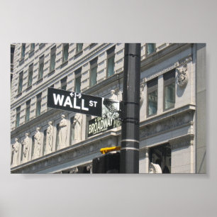 Poster Wall Street et Broadway, New York City