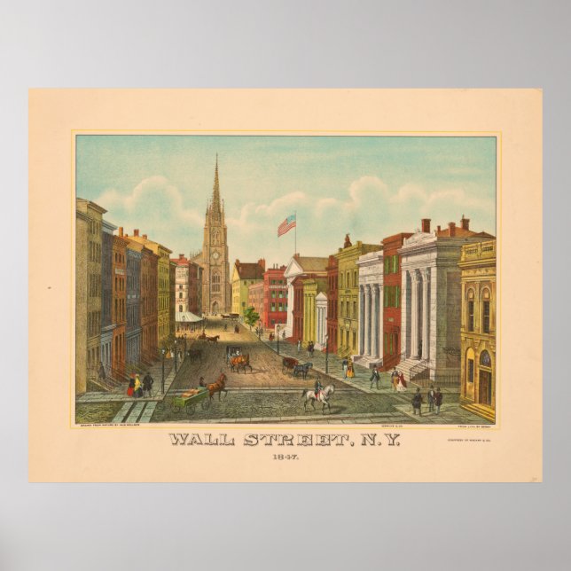Poster Wall Street, New York (1847) (Devant)