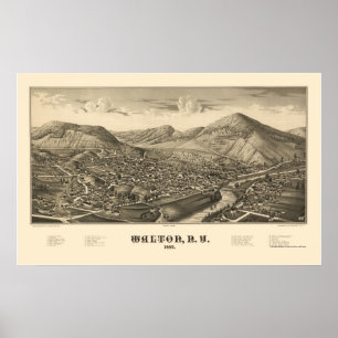 Poster Walton, NY Carte panoramique - 1887