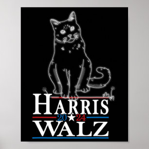 Poster Waltz 2024 Election Funny Cat Kamala Harris Tim WA