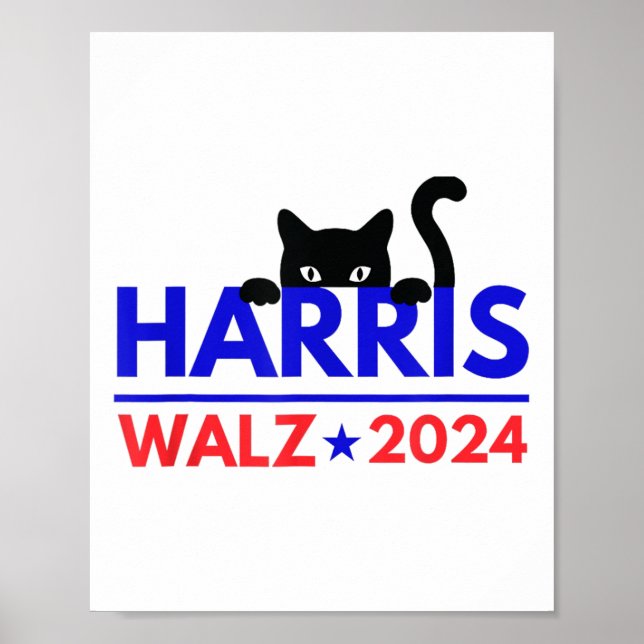Poster Walz 2024 Funny Cat Election Kamala Harris Tim Wal (Devant)