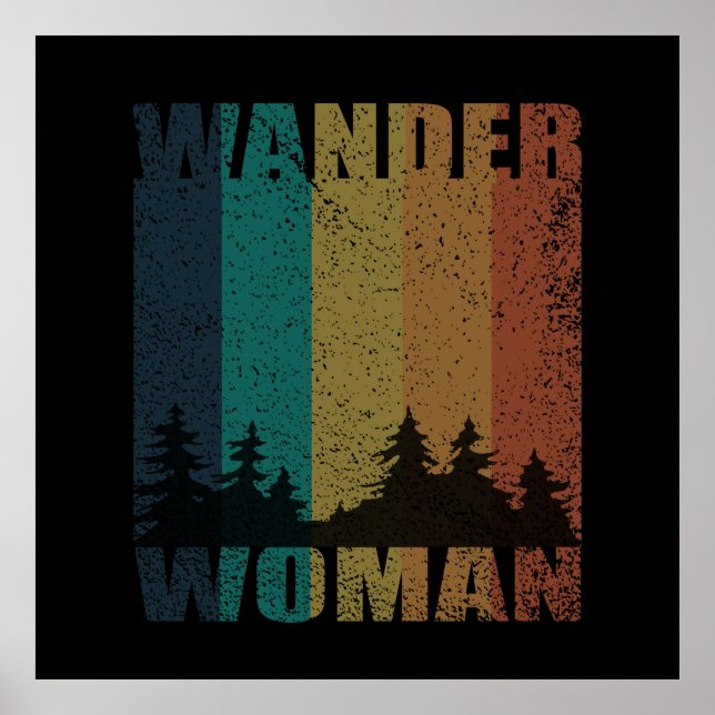 Poster Wander femme randonnée camping vintage (Devant)