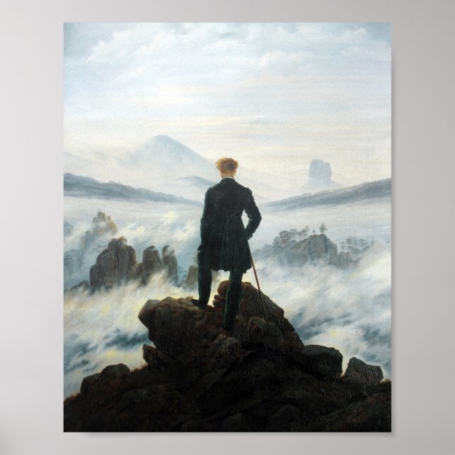 Poster Wanderer au-dessus de la mer de brouillard, Friedr (Devant)