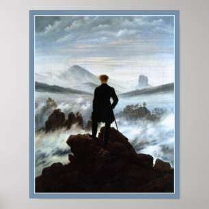 Poster Wanderer au-dessus de la mer de brouillard par C D