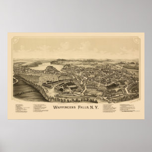 Poster Wappingers Falls, NY Carte panoramique - 1889