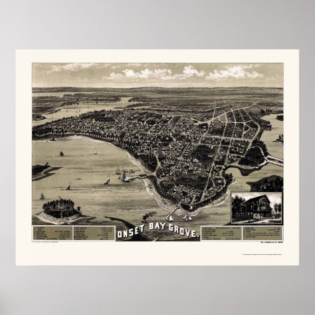Poster Wareham, MA Carte panoramique - 1885 (Devant)