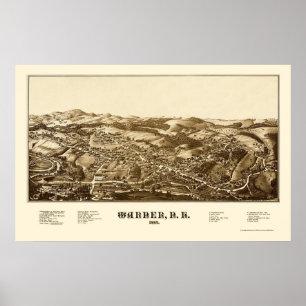 Poster Warner, carte panoramique de NH - 1887