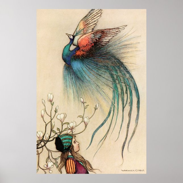 Poster Warwick Goble La Fille Et L'Oiseau Du Paradis (Devant)