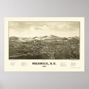 Poster Warwick, NY Carte panoramique - 1887