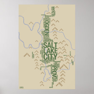 Poster Wasatch affrontent (l'Utah) la carte typographique