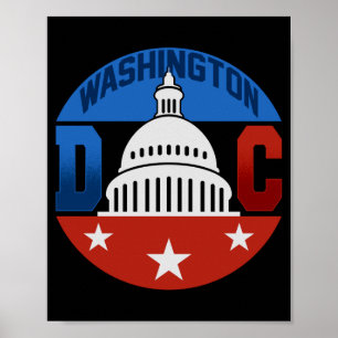 Poster Washington capitol hill drapeau américain fierté u