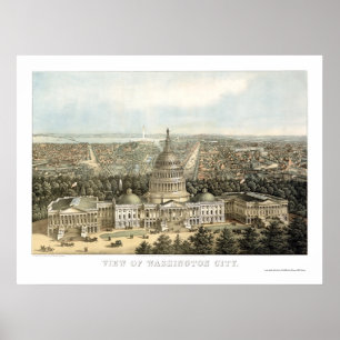 Poster Washington, carte panoramique de C.C - 1857