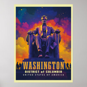 Poster Washington D.C. avec Lincoln Memorial