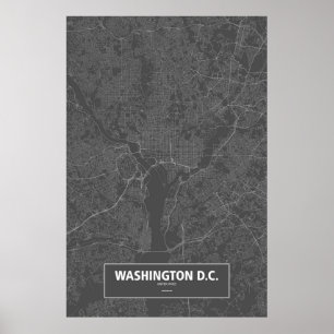 Poster Washington D.C., États-Unis (blanc sur noir)