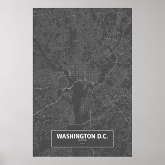 Poster Washington D.C., États-Unis (blanc sur noir)