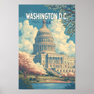 Poster Washington DC Capitale Voyage Art Rétro