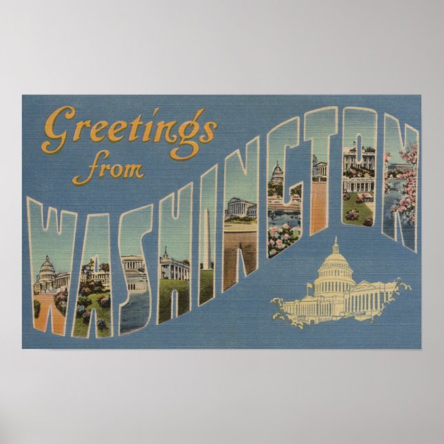 Poster Washington (État) - Scènes de grandes lettres 4 (Devant)